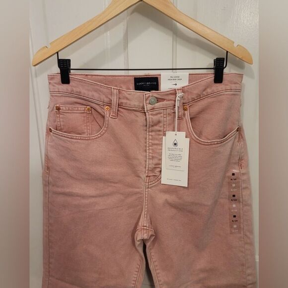 Lucky Brand 90’s Loose High Rise Pink Crop Jeans Size 8 - Picture 3 of 7